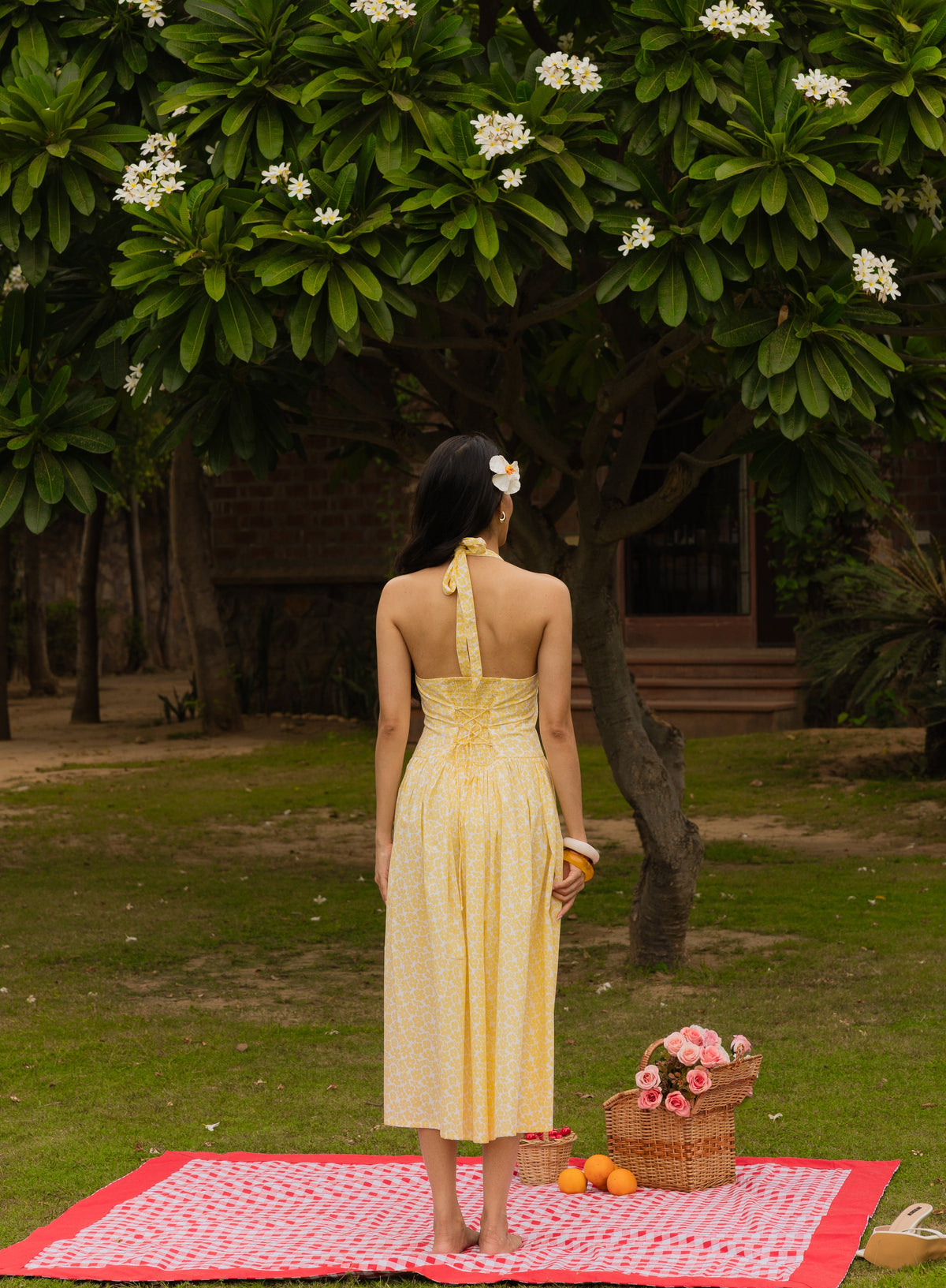 The Gardenia Dress- Floral Halter Midi Dress