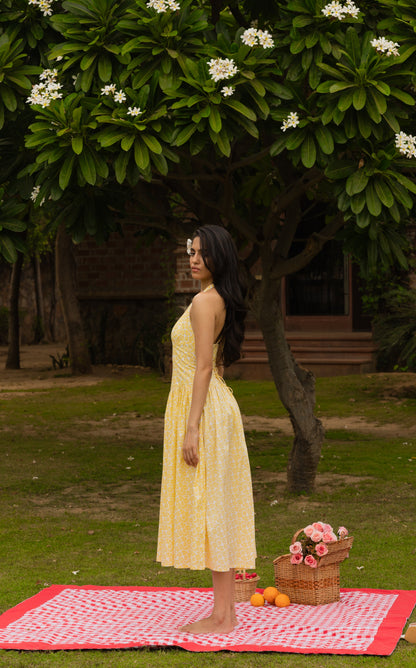 The Gardenia Dress- Floral Halter Midi Dress