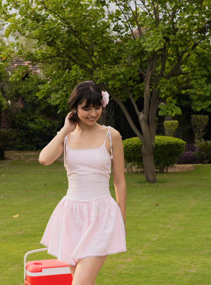 The Blush Dress- Flared Skirt Mini Dress