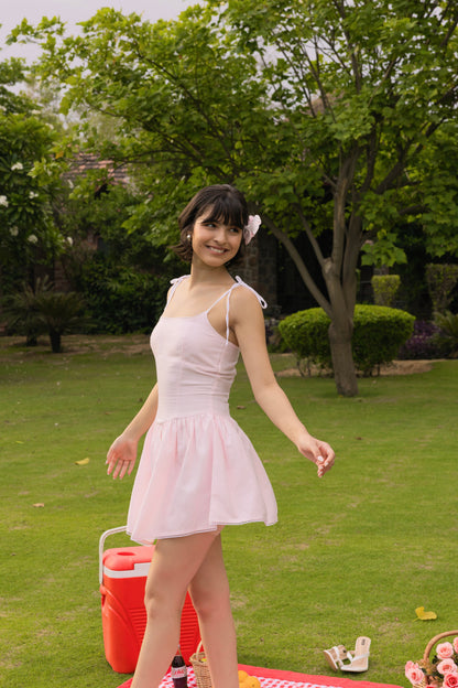 The Blush Dress- Flared Skirt Mini Dress