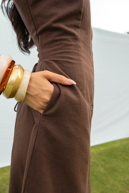 The Juniper Dress- Linen Button Front Midi Dress