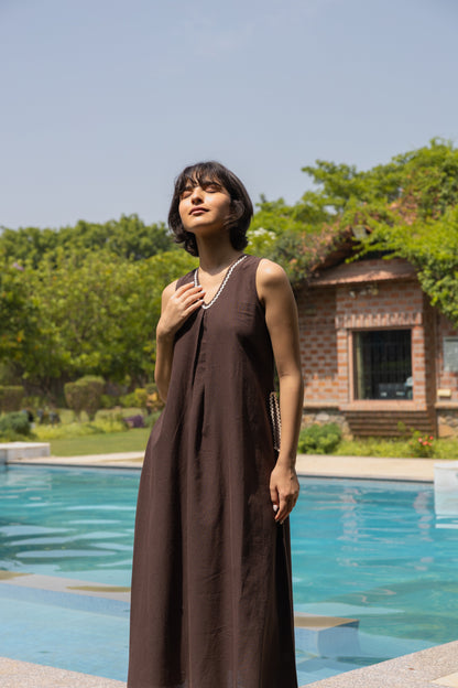 The Elysia Dress- Linen Sleeveless Maxi Dress