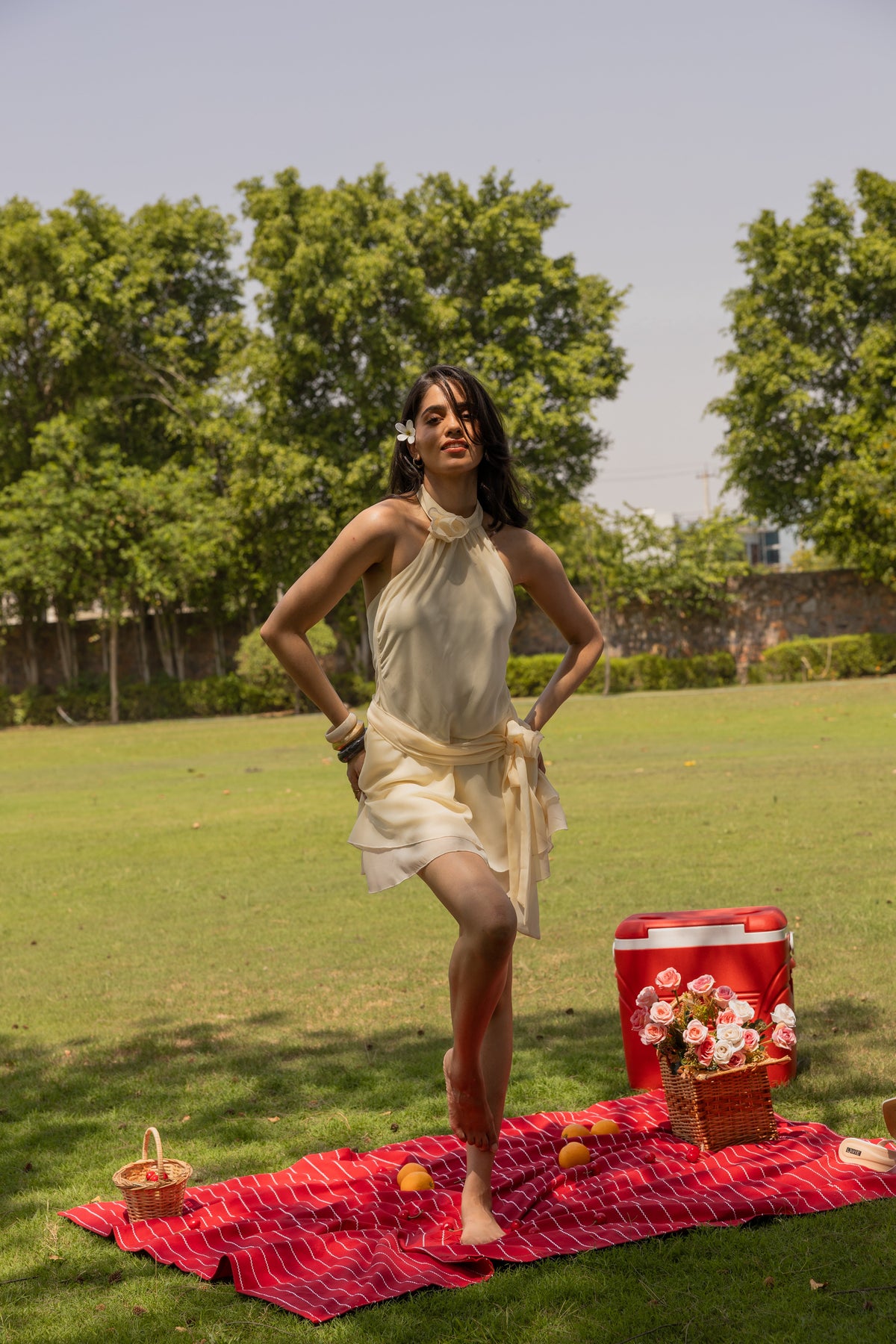 The Willow Dress- Georgette Dress with Waist Belt