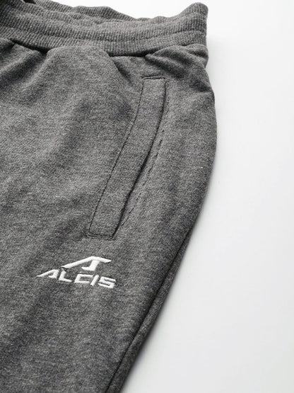 Alcis Men Charcoal Solid Track Pants