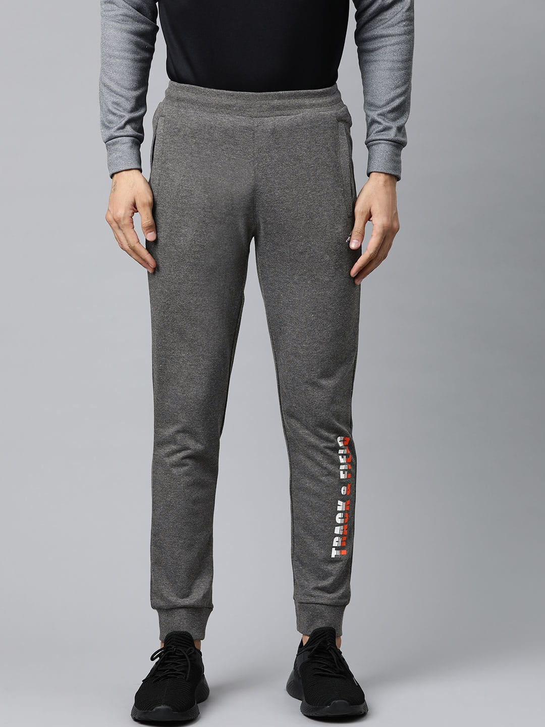 Alcis Men Charcoal Grey Solid Track Pants