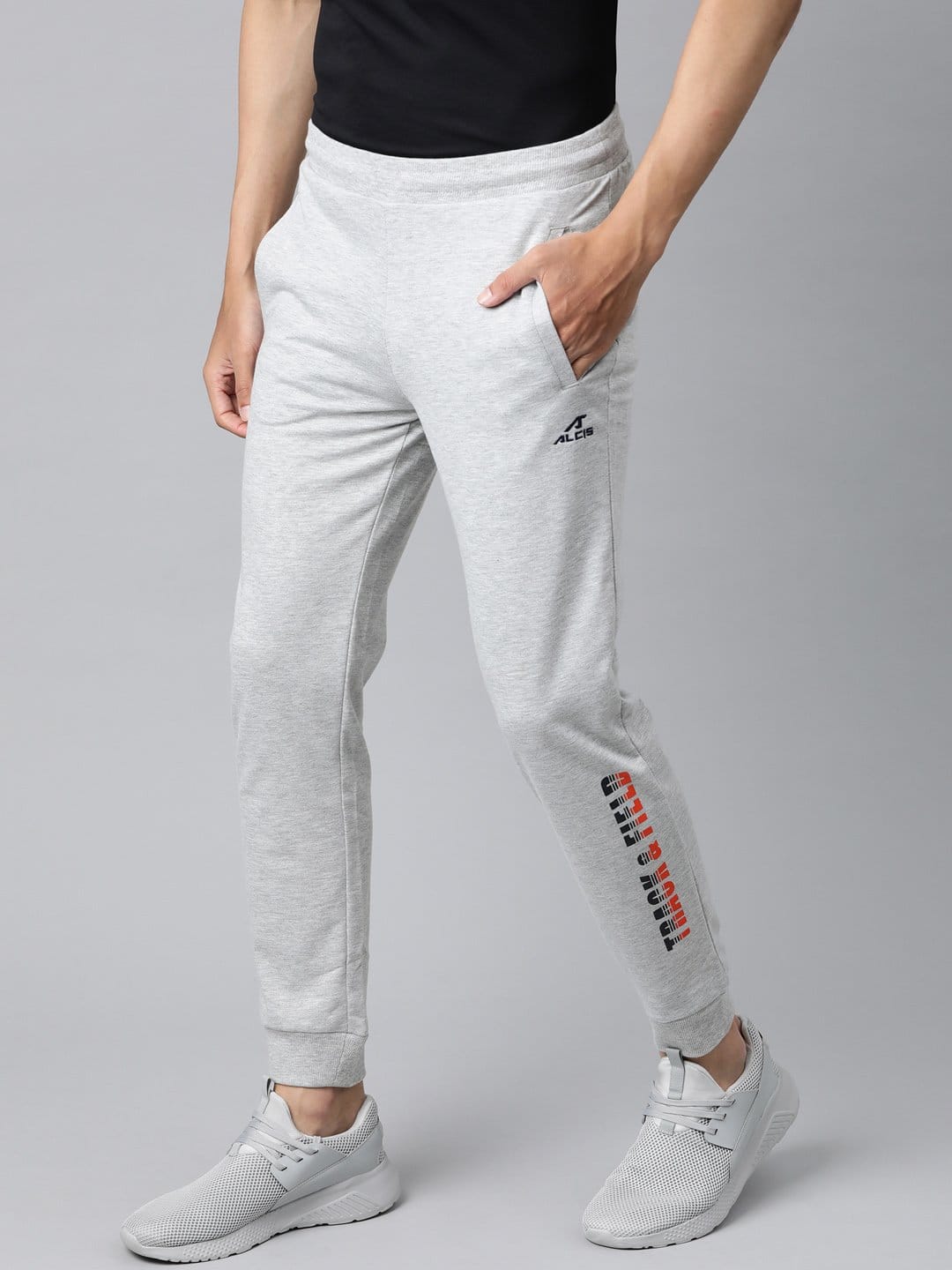 Alcis Men Grey Melange Solid Joggers
