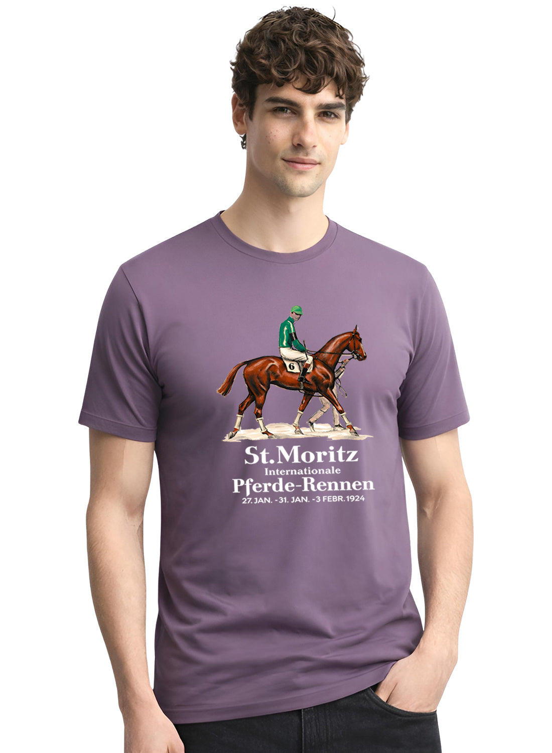 ADRO Mens Vintage Printed T-Shirt | Cotton Printed Tshirt for men | Regular Fit Casual T-Shirts | Premium Summer Tshirts Lilac