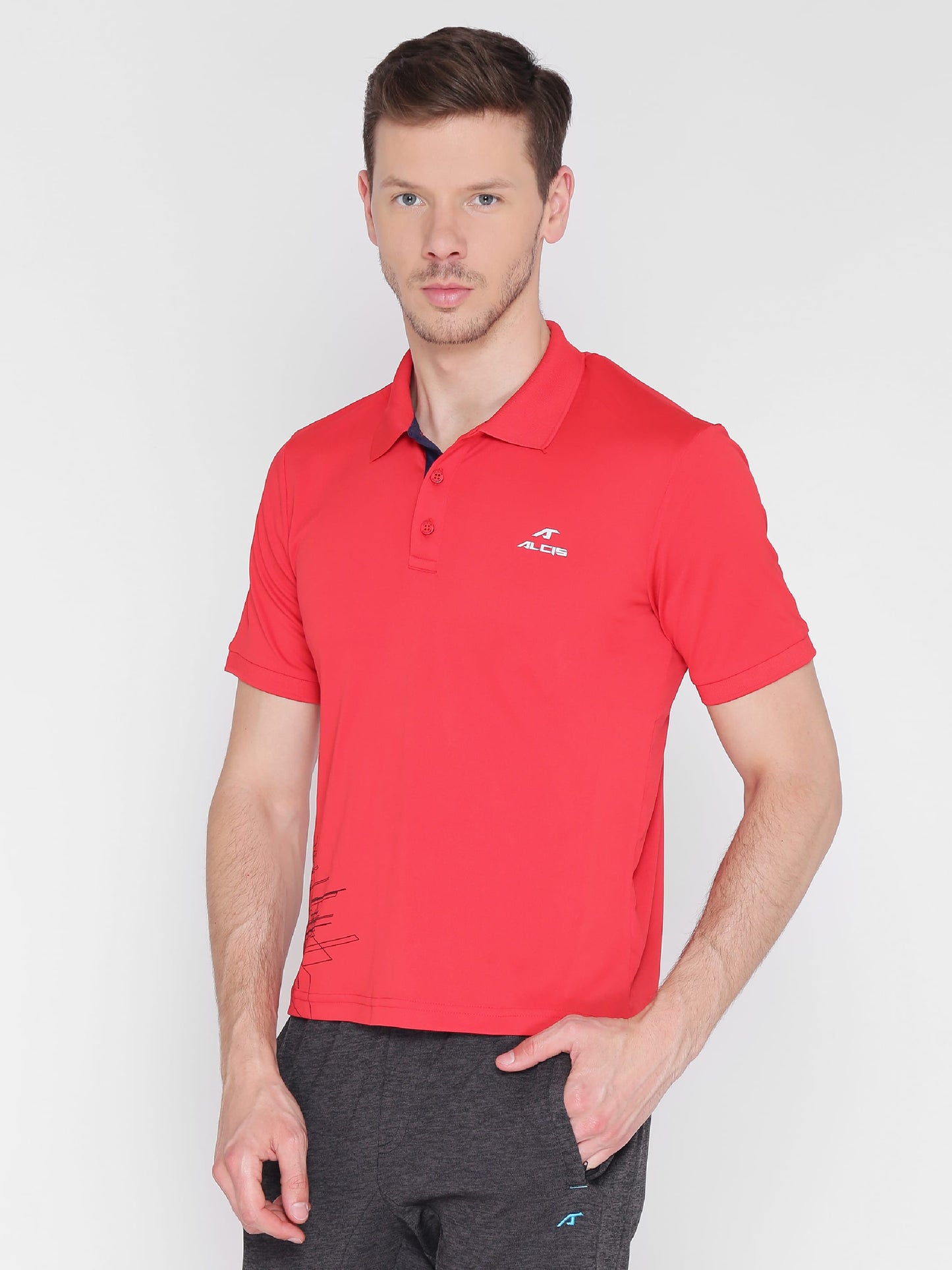 Alcis Men Red Running Polo T-Shirt