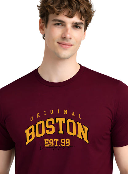 Adro Mens Boston City Printed Tshirt | Athletic Stylish Summer College Cotton T-shirt | Sporty Comfortable T shirts | Regular Fit