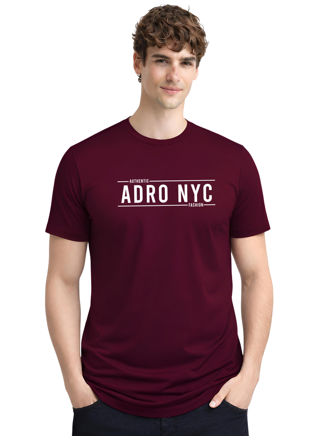 Adro Mens Branded Logo Printed T-Shirt | Typography Print 100% Cotton T shirt | Stylish Tee Summer Regular Fit Graphic Tshirt Maroon