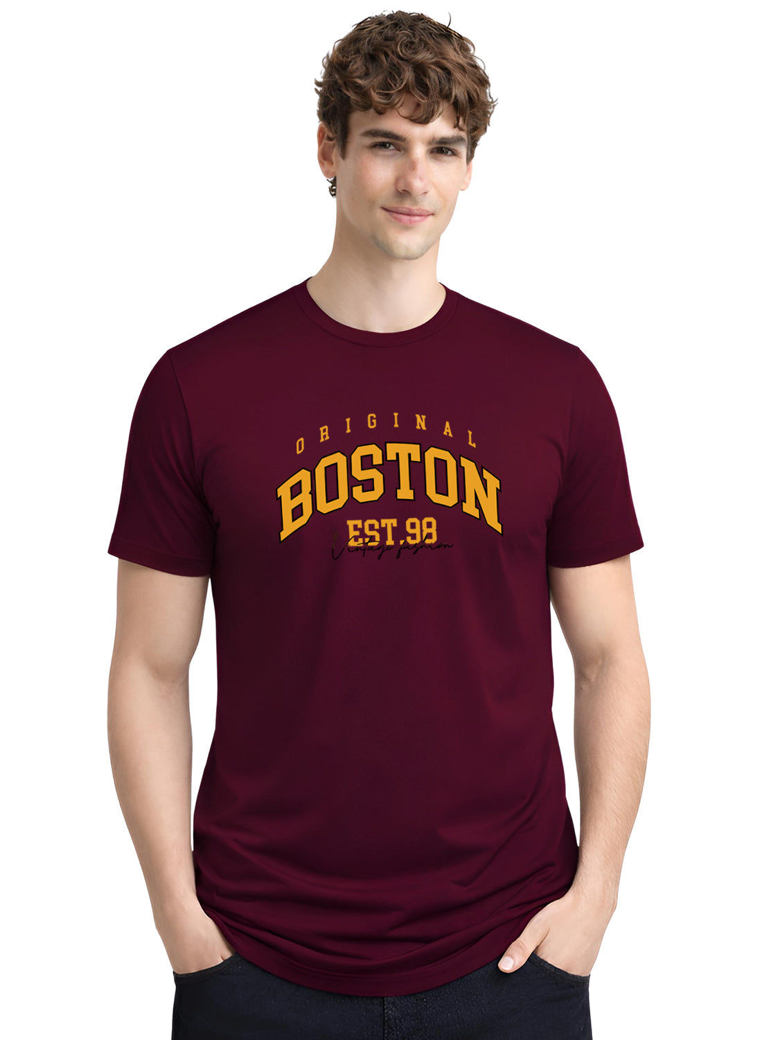 Adro Mens Boston City Printed Tshirt | Athletic Stylish Summer College Cotton T-shirt | Sporty Comfortable T shirts | Regular Fit