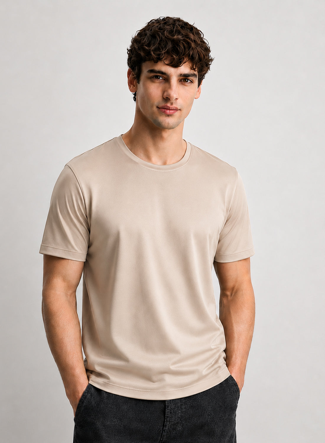 Adro Mercerized Cotton Crew Neck T-Shirt - Desert Sand Desert Sand