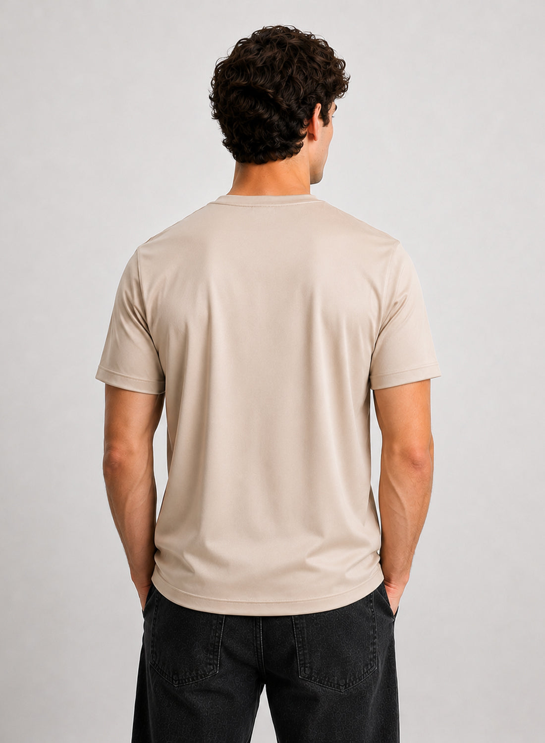 Adro Mercerized Cotton Crew Neck T-Shirt - Desert Sand