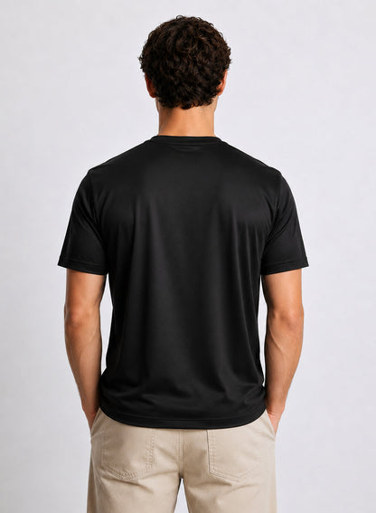 Adro Mercerized Cotton Crew Neck T-Shirt - Midnight Black