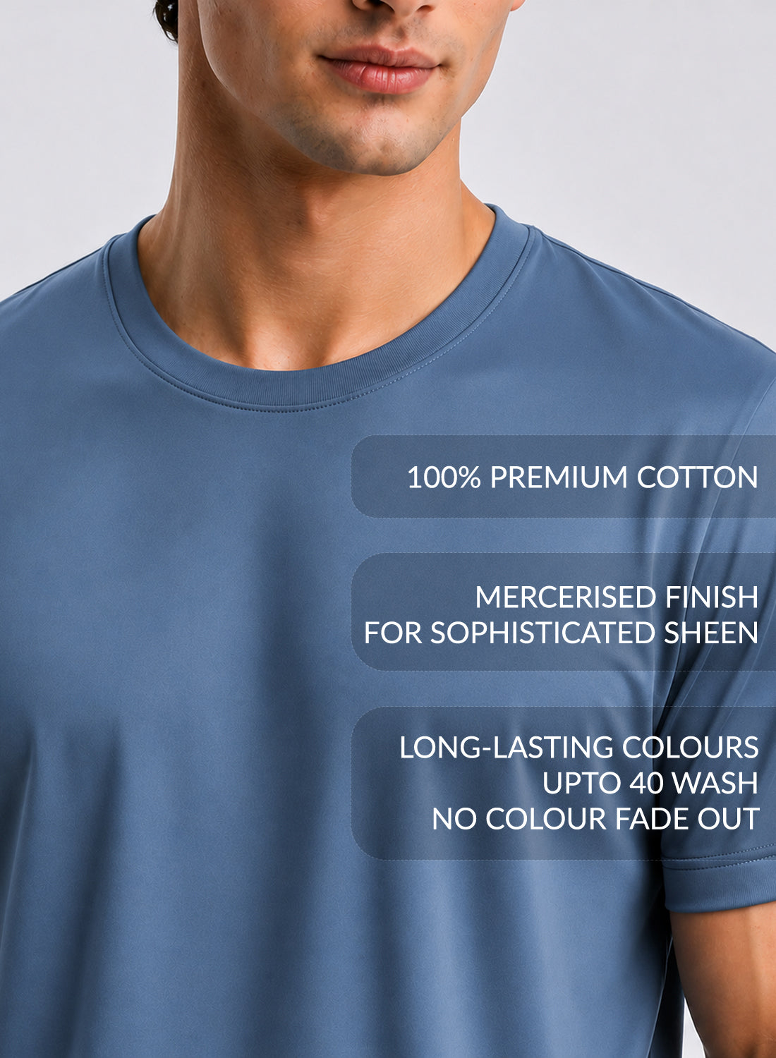 Adro Mercerized Cotton Crew Neck T-Shirt - Harbor Blue