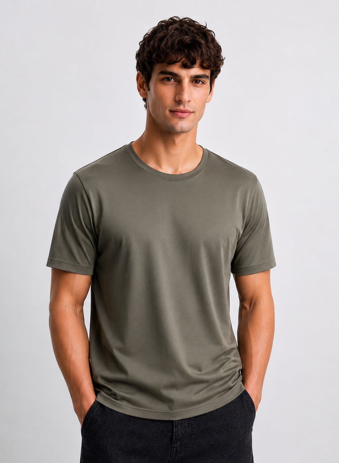 Adro Mercerized Cotton Crew Neck T-Shirt - Urban Taupe Urban Taupe