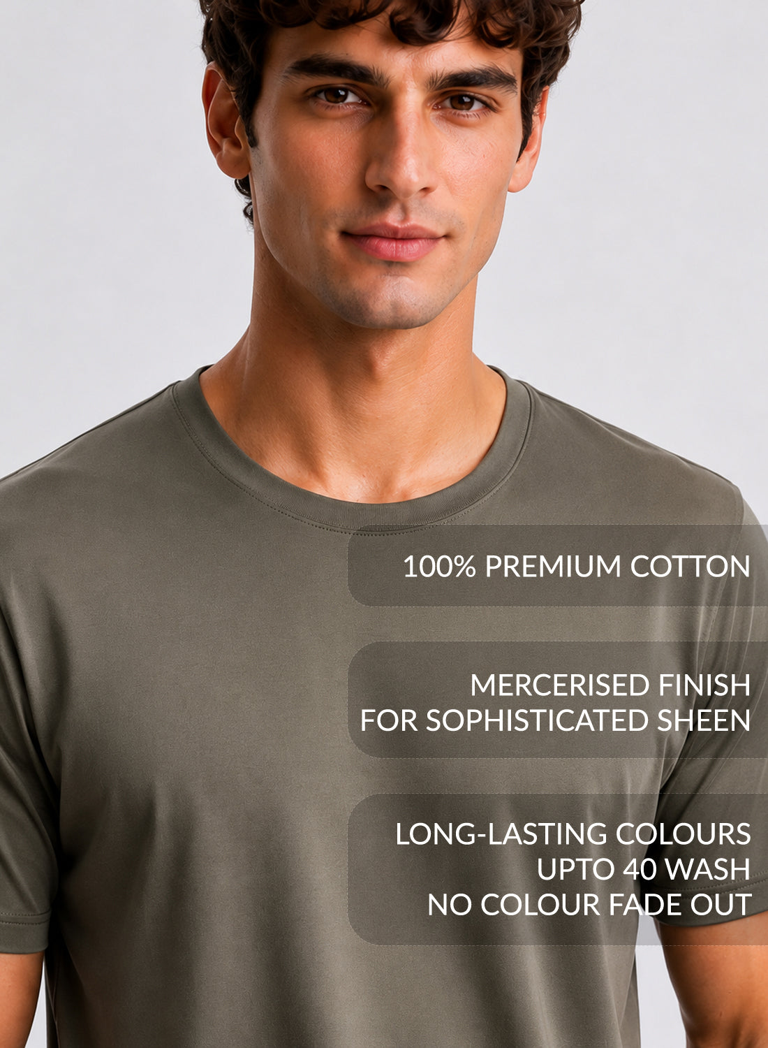 Adro Mercerized Cotton Crew Neck T-Shirt - Urban Taupe