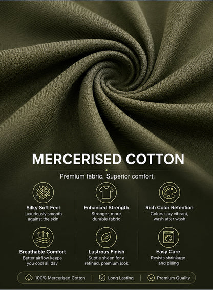 Adro Mercerized Cotton Crew Neck T-Shirt - Military Olive