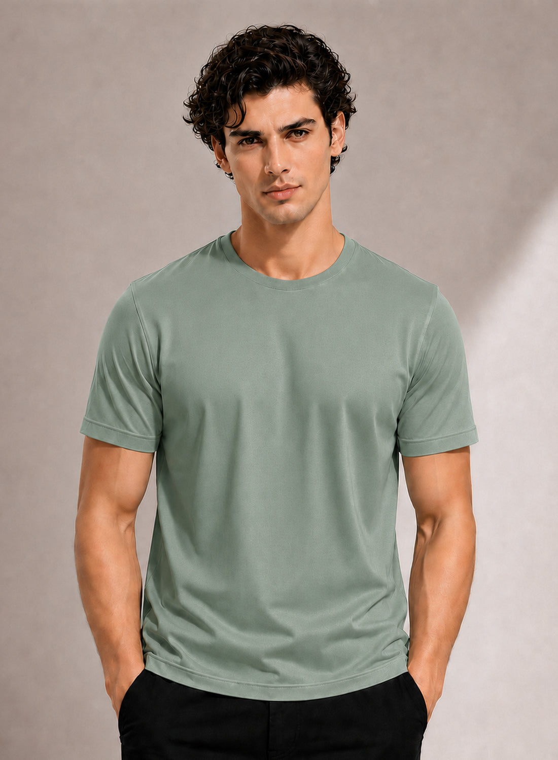 Adro Mercerized Cotton Crew Neck T-Shirt - Sage Mist Sage Mist