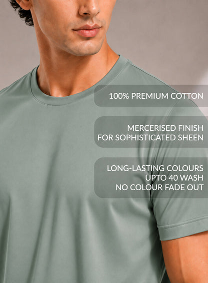 Adro Mercerized Cotton Crew Neck T-Shirt - Sage Mist
