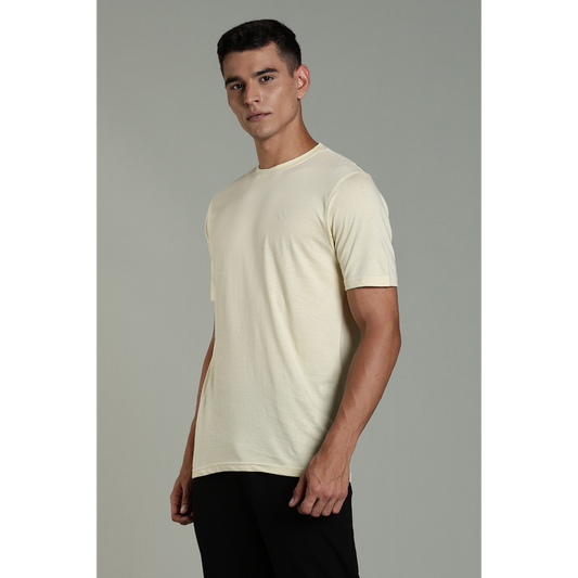 Funny Tales Solid Beige T-shirt for Men