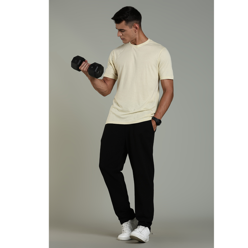 Funny Tales Solid Beige T-shirt for Men