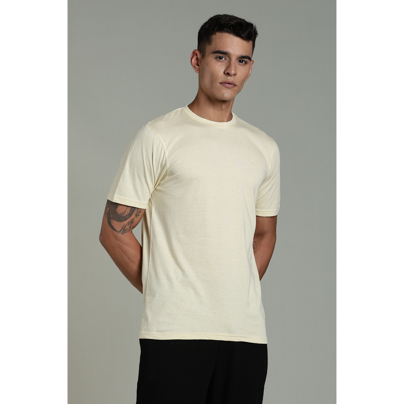 Funny Tales Solid Beige T-shirt for Men