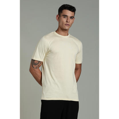 Funny Tales Solid Beige T-shirt for Men