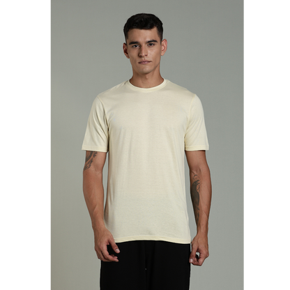 Funny Tales Solid Beige T-shirt for Men