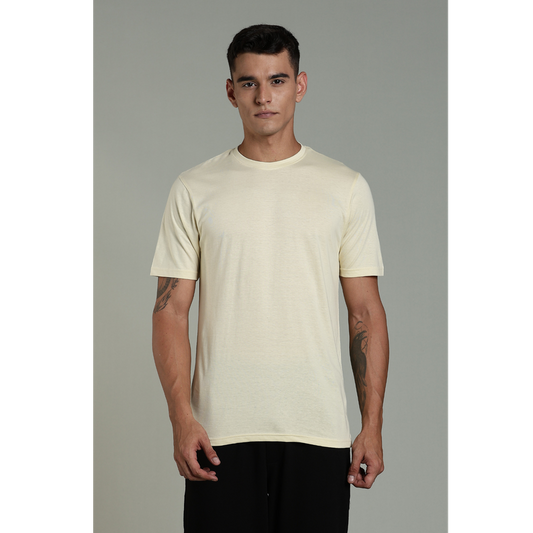 Funny Tales Solid Beige T-shirt for Men