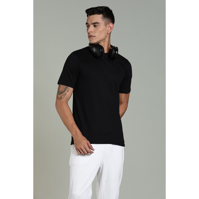 Funny Tales Solid Black T-shirt for Men
