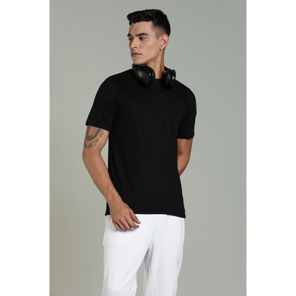 Funny Tales Solid Black T-shirt for Men
