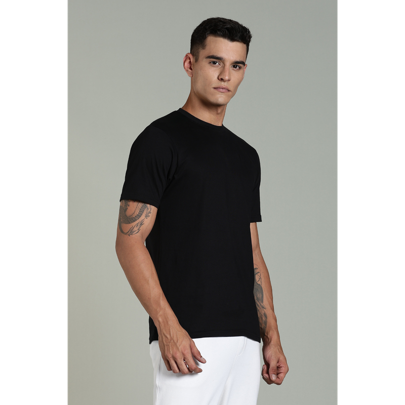 Funny Tales Solid Black T-shirt for Men