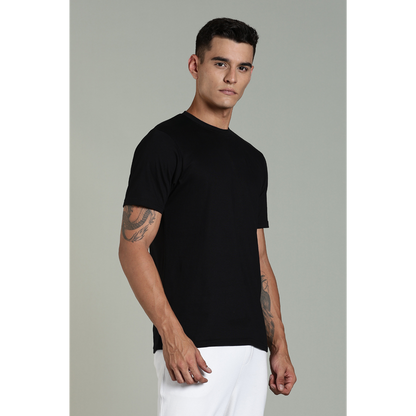 Funny Tales Solid Black T-shirt for Men