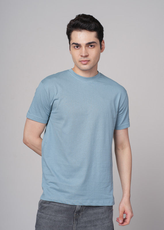 Funny Tales Solid Ice Blue T-shirt for Men