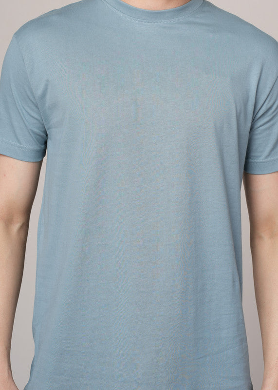 Funny Tales Solid Ice Blue T-shirt for Men