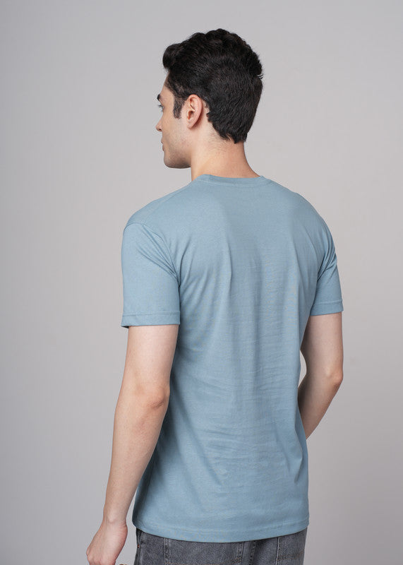 Funny Tales Solid Ice Blue T-shirt for Men