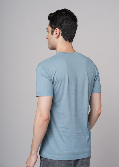 Funny Tales Solid Ice Blue T-shirt for Men