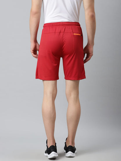 Alcis Men Red Slim Fit Mid-Rise Sports Shorts