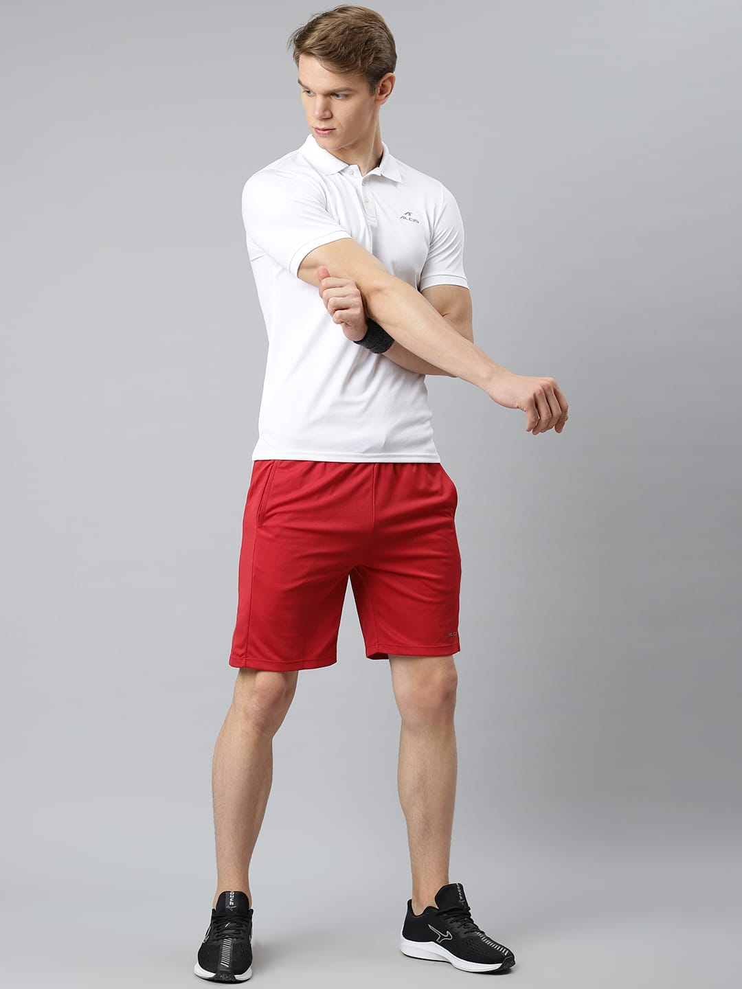 Alcis Men Red Slim Fit Mid-Rise Sports Shorts