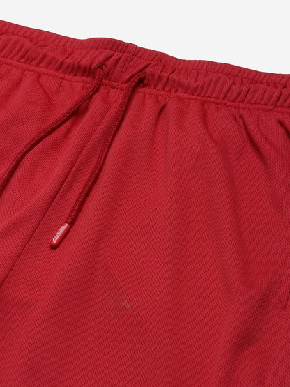 Alcis Men Red Slim Fit Mid-Rise Sports Shorts