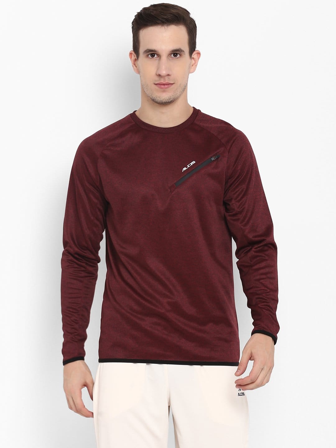 Maroon Self Design Sweatshirt