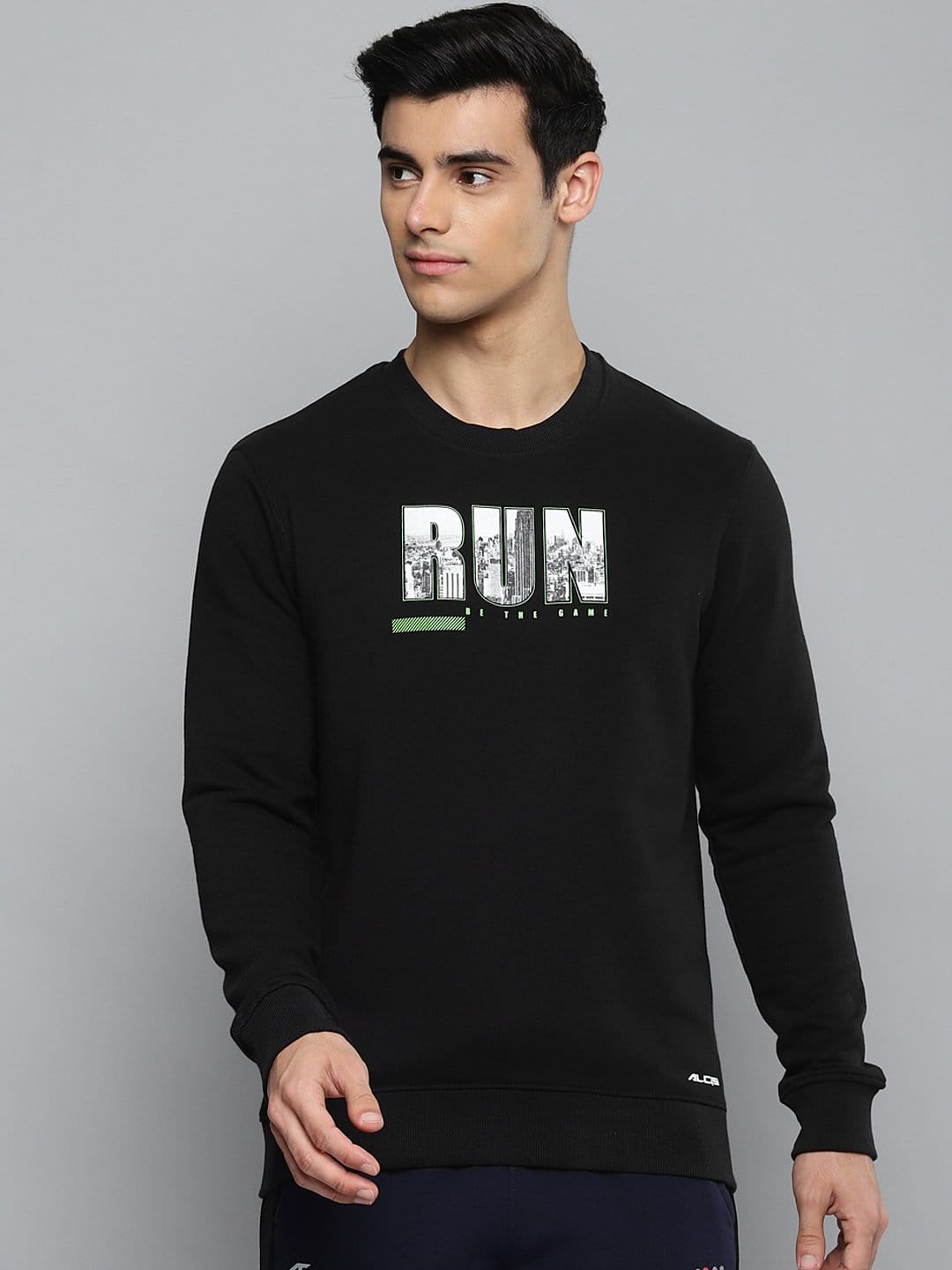 Alcis Men Black & White Printed Sweatshirt