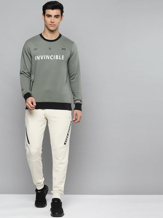 Alcis Men Olive Green Printed Sweatshirt