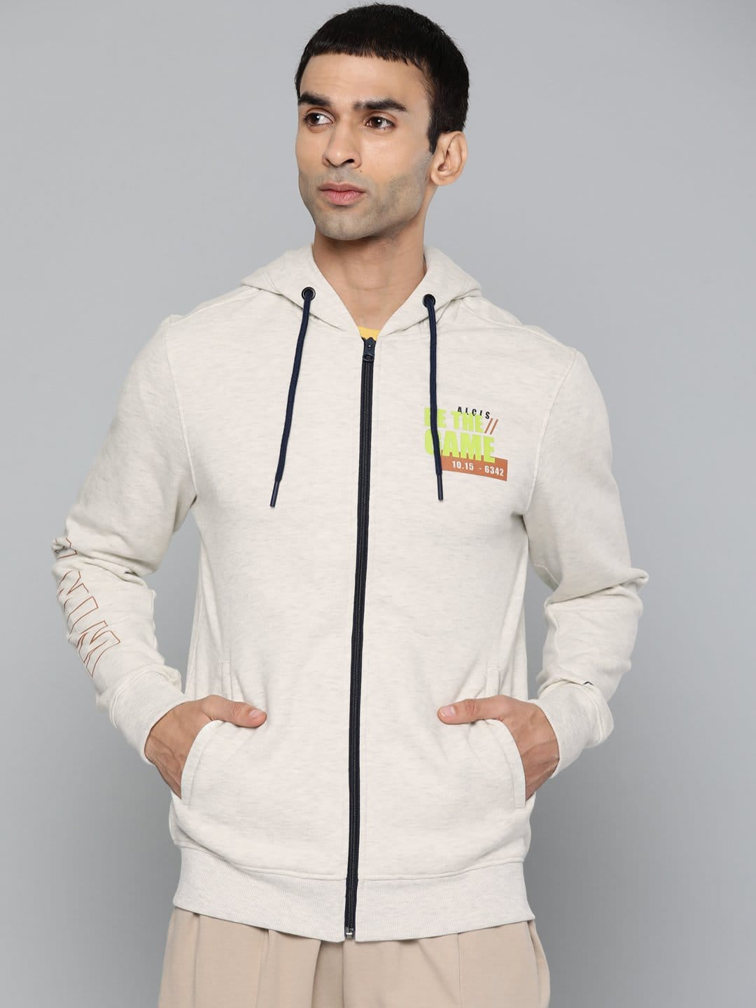 Alcis Men Printed Off White Jackets