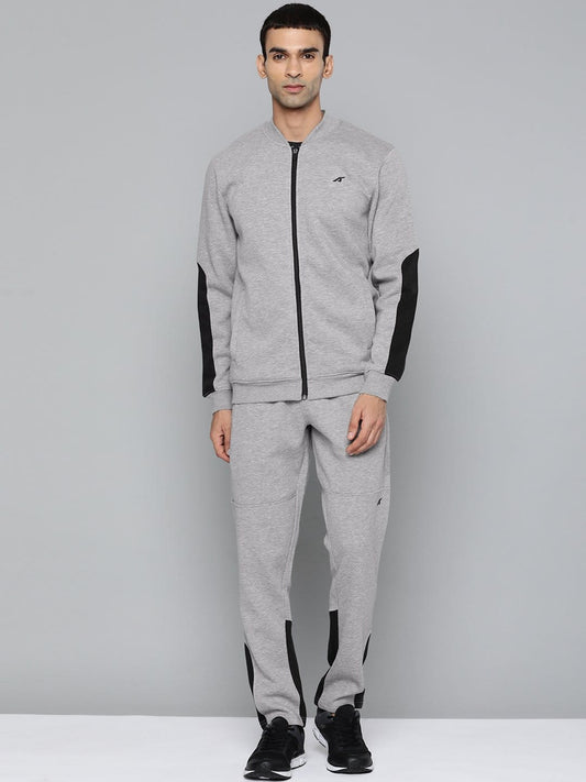 Alcis Men Solid Grey Melange Tracksuits