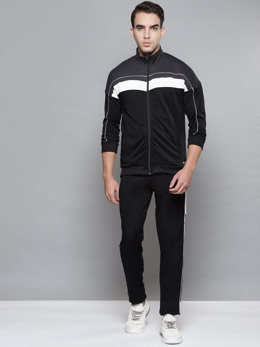 Alcis Men Charcoal Grey White Colourblocked Tracksuits