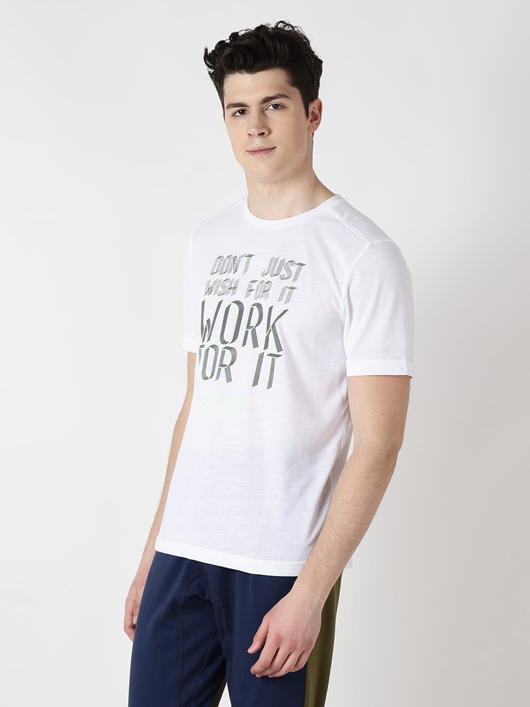 Alcis Men White Printed Round Neck T-shirt