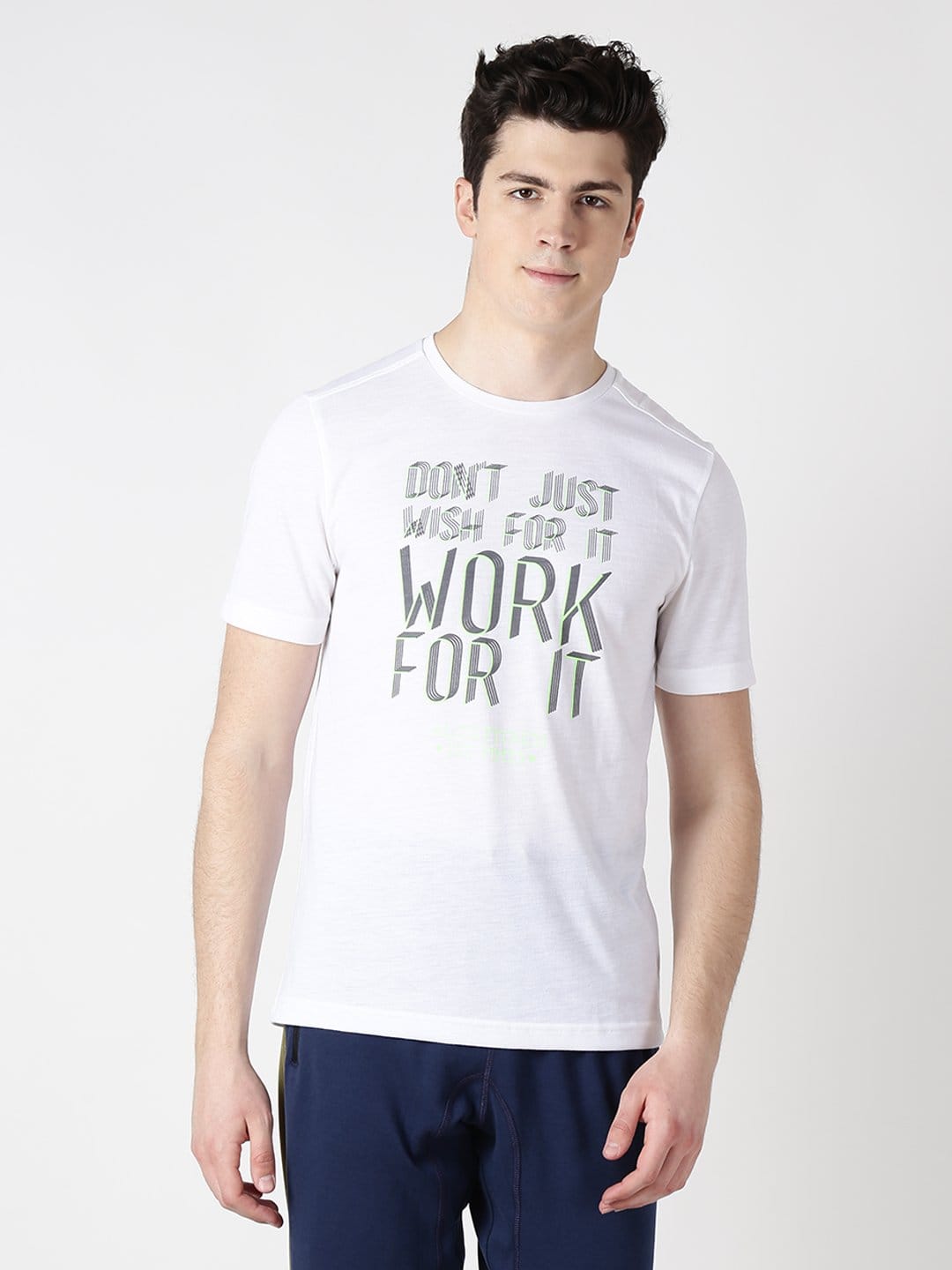 Alcis Men White Printed Round Neck T-shirt