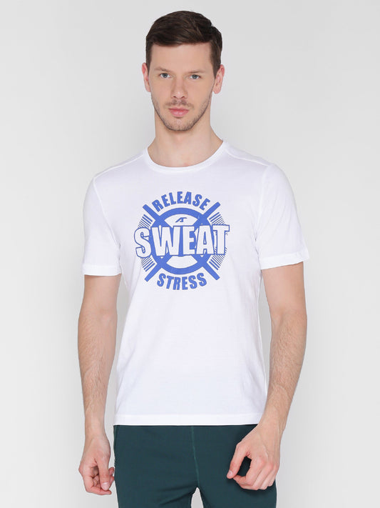 ALCIS Men Printed White Tee T-Shirt